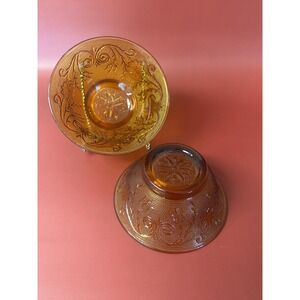 Vintage Amber Tiara Indiana Glass Sandwich Bowls, Set of 2